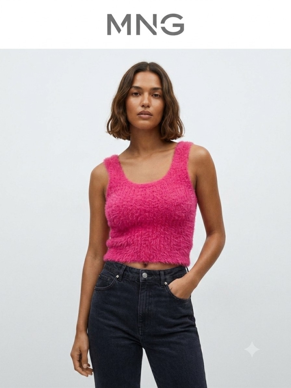 Mango Fuzzy Cropped Tank in Hot Pink New 💕
